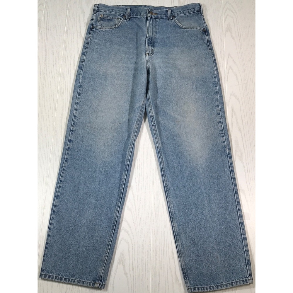 Vintage Carhartt Jeans Men 36x32 Faded Blue Grunge Work Cotton Broken In B160DST
